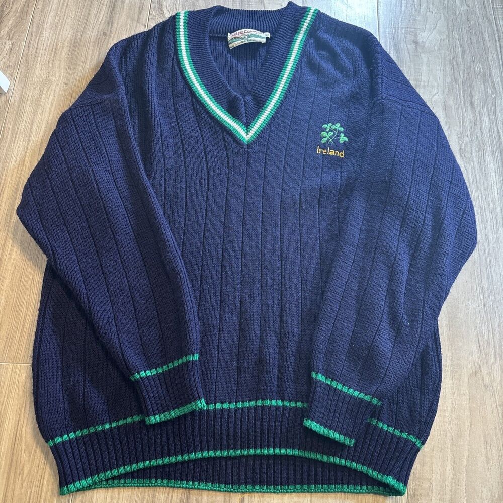 Vintage Celtic Country Ireland Grandpa Irish Sweater Size XL
